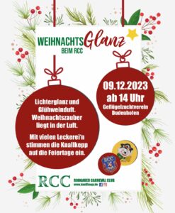 Mehr über den Artikel erfahren WEIHNACHTSGLANZ BEIM RCC – Der kleine & feine Weihnachtsmarkt am 09.12.2023 ab 14:00 Uhr